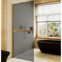 Душевая перегородка Maybah Glass 1090x1950 в широком профиле Золото стекло графитовое