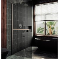 Душевая перегородка Maybah Glass 1090x1950 в широком профиле Хром маовый стекло графитовое