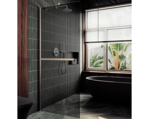 Душевая перегородка Maybah Glass 1090x1950 в широком профиле Хром маовый стекло графитовое