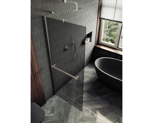 Душевая перегородка Maybah Glass 1090x1950 в широком профиле Хром маовый стекло графитовое