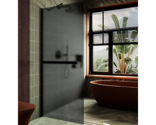 Душевая перегородка Maybah Glass 1090x1950 в широком профиле Черный стекло графитовое матовое