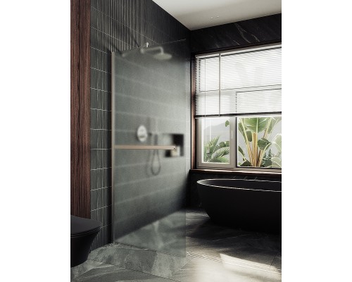 Душевая перегородка Maybah Glass 1090x1950 в широком профиле Хром матовый стекло сатиновое