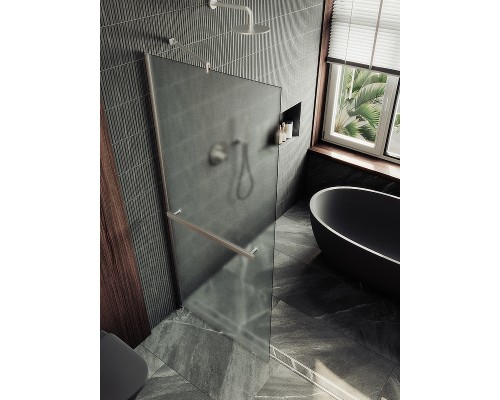Душевая перегородка Maybah Glass 1090x1950 в широком профиле Хром матовый стекло сатиновое