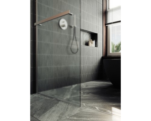 Душевая перегородка Maybah Glass 1090x1950 в широком профиле Хром матовый стекло сатиновое