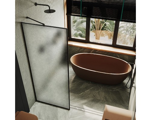 Душевая перегородка Maybah Glass 1090x1950 полностью в профиле Черный стекло сатиновое