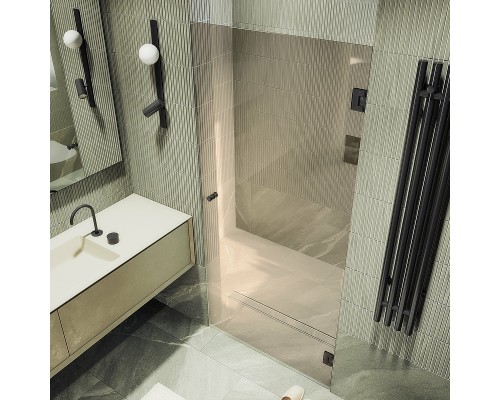 Душевая дверь Maybah Glass MGD-520-6 805x1950 на петлях Черный стекло бронзовое