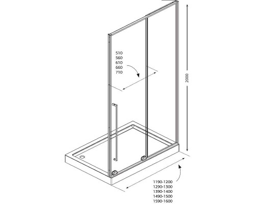 Душевая дверь Allen Brau Fantasy 140 3.11008.31 профиль Черный матовый стекло прозрачное