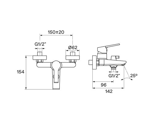 Смеситель для ванны Santek Найра WH5A10001C001 Хром