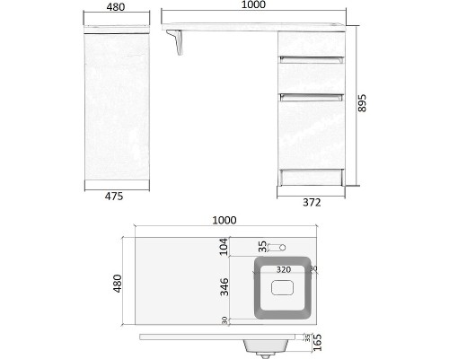 Тумба с раковиной Orange Sistema 100 R ST-40TUW+RAR Белая глянцевая