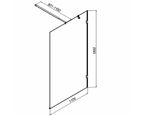 Душевая перегородка AM.PM X-Joy 110 W94WI-110-F1-BTE профиль Черный стекло прозрачное