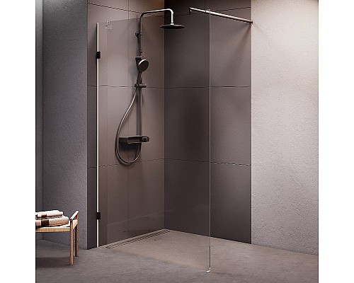 Душевая перегородка AM.PM X-Joy 120 W94WI-120-F1-BTE профиль Черный стекло прозрачное