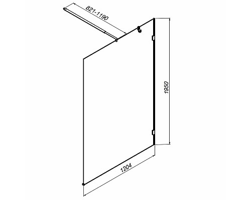 Душевая перегородка AM.PM X-Joy 120 W94WI-120-F1-BTE профиль Черный стекло прозрачное
