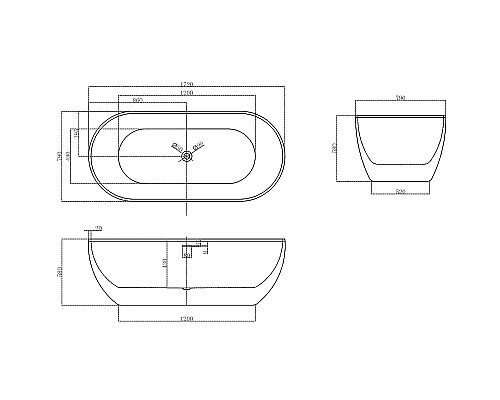 Акриловая ванна Abber 172х79 AB9241MW без гидромассажа