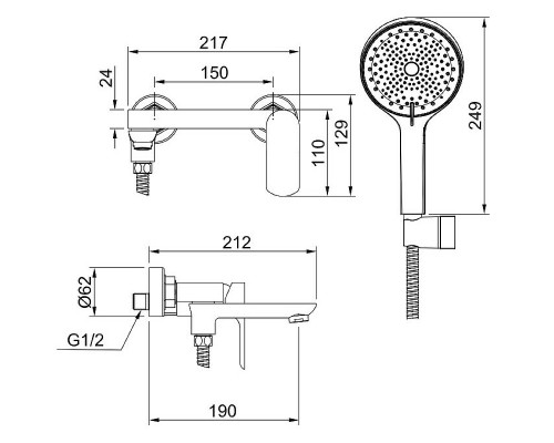 Смеситель для ванны Raglo R03.30.09 Графит матовый
