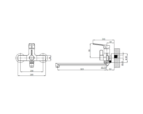 Смеситель для ванны Splenka S30.22 универсальный Хром