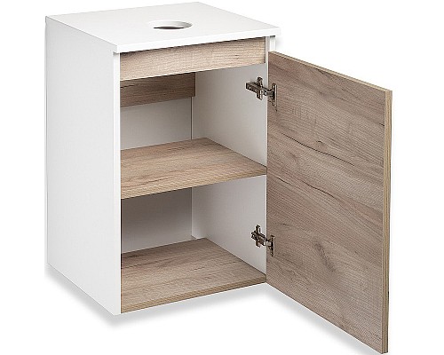 Тумба под раковину Runo Бари 40 00-00001372 подвесная Крафт дуб Белая