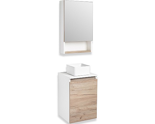 Тумба под раковину Runo Бари 40 00-00001372 подвесная Крафт дуб Белая