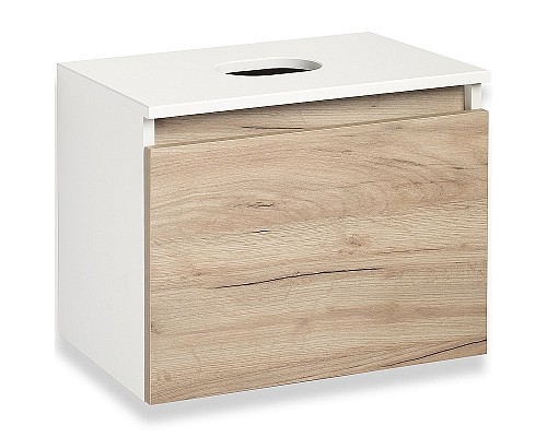 Тумба под раковину Runo Бари 50 00-00001373 подвесная Крафт дуб Белая