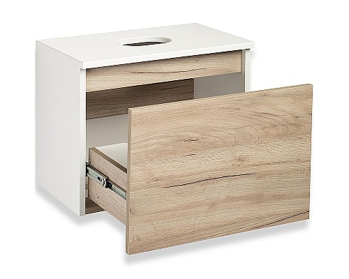 Тумба под раковину Runo Бари 50 00-00001373 подвесная Крафт дуб Белая