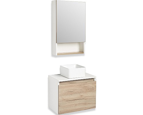 Тумба под раковину Runo Бари 50 00-00001373 подвесная Крафт дуб Белая