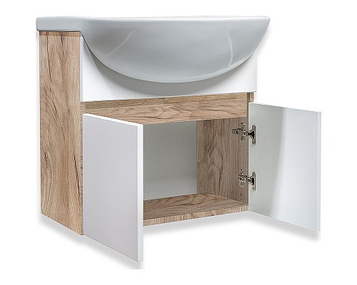 Тумба под раковину Runo Лада 50 00-00001370 подвесная Крафтовый дуб Белая
