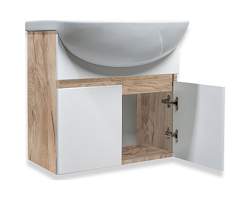 Тумба под раковину Runo Лада 50 00-00001370 подвесная Крафтовый дуб Белая