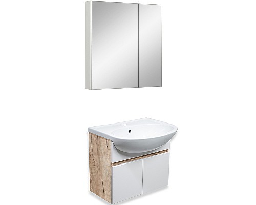 Тумба под раковину Runo Лада 50 00-00001370 подвесная Крафтовый дуб Белая