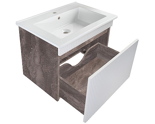Тумба под раковину Runo Модена 65 00-00001424 подвесная Железный камень Белая