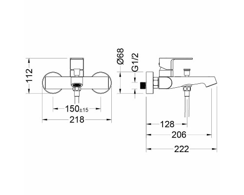 Смеситель для ванны Aquatek Оберон AQ1240CR Хром