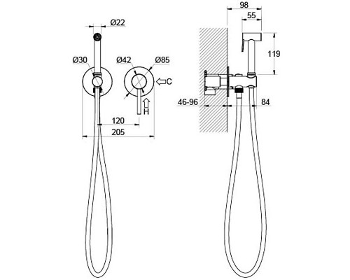 Гигиенический душ со смесителем Aquatek Европа AQ1319CR Хром