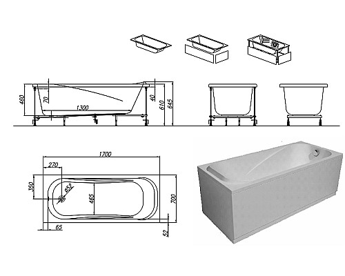 Акриловая ванна Kolpa San String 170x70 519200 без гидромассажа