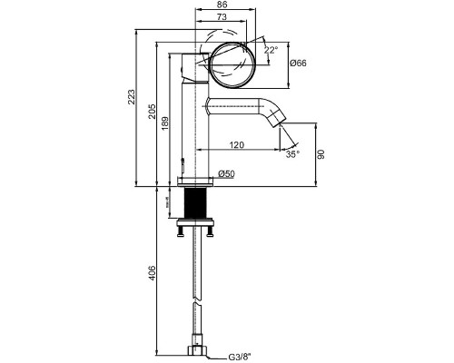 Смеситель для раковины Jacob Delafon Vivienne Signature E38682-LB2-BL Черный матовый