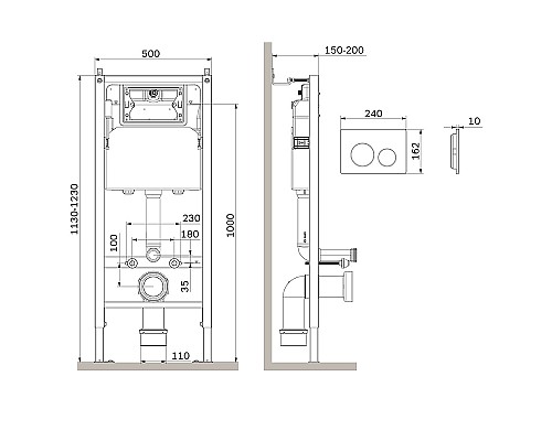 Инсталляция AM.PM PrimeFit I012709.0101 для унитаза с Белой глянцевой клавишей смыва
