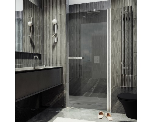 Душевая дверь Maybah Glass MGD-461-5 900x1980 на монопетле Хром матовый стекло графитовое