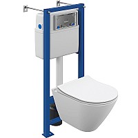 Комплект унитаза Cersanit City Smart CO DPL EO slim LP с инсталляцией Vector 64917 с сиденьем Микролифт