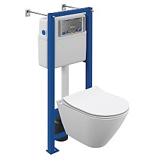 Комплект унитаза Cersanit City Smart CO DPL EO slim LP с инсталляцией Vector 64917 с сиденьем Микролифт