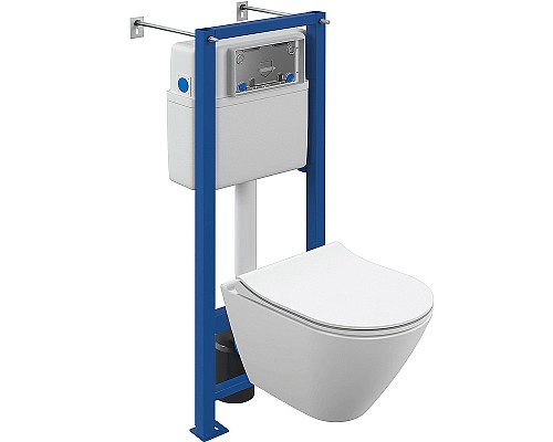 Комплект унитаза Cersanit City Smart CO DPL EO slim LP с инсталляцией Vector 64917 с сиденьем Микролифт