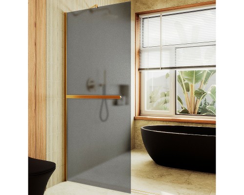 Душевая перегородка Maybah Glass MGD-730-3ш 790x1950 в широком профиле Золото стекло графитовое матовое