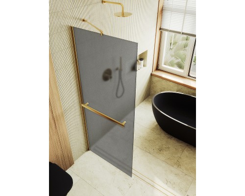 Душевая перегородка Maybah Glass MGD-730-3ш 790x1950 в широком профиле Золото стекло графитовое матовое