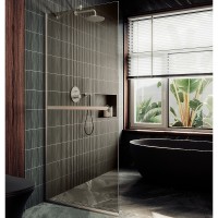 Душевая перегородка Maybah Glass MGD-727-5у 790x1950 в узком профиле Хром матовый стекло бронзовое