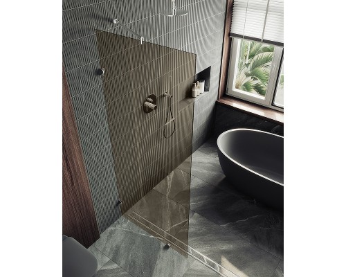 Душевая перегородка Maybah Glass MGD-263-4 890x1950 коннектор стена-стекло Хром глянцевый стекло бронзовое