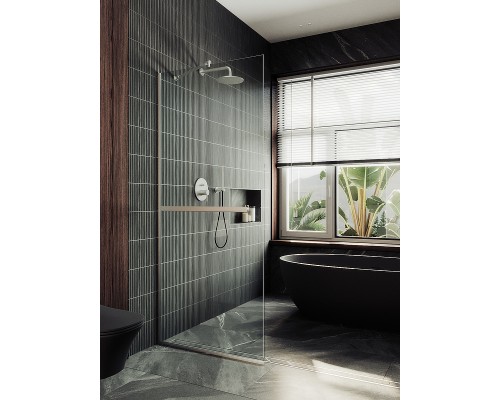 Душевая перегородка Maybah Glass MGD-732-5у 890x1950 в узком профиле Хром матовый стекло прозрачное