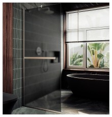 Душевая перегородка Maybah Glass 890x1950 в узком профиле Хром матовый стекло графитовое матовое