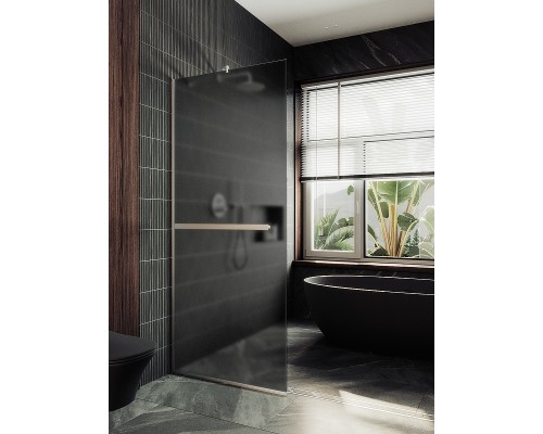 Душевая перегородка Maybah Glass 890x1950 в узком профиле Хром матовый стекло графитовое матовое