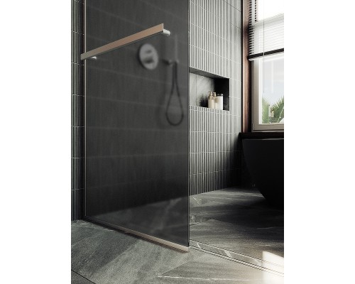 Душевая перегородка Maybah Glass 890x1950 в узком профиле Хром матовый стекло графитовое матовое