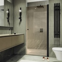 Душевая дверь Maybah Glass MGD-810-6 900x1980 на монопетле Черный стекло бронзовое