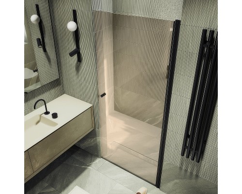 Душевая дверь Maybah Glass MGD-810-6 900x1980 на монопетле Черный стекло бронзовое