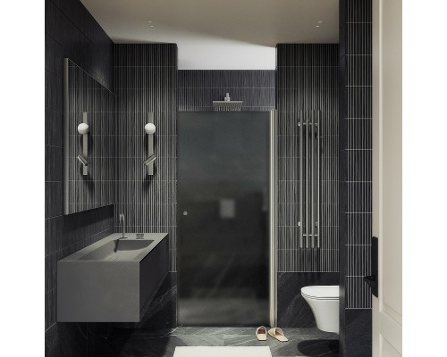 Душевая дверь Maybah Glass MGD-801-5 600x1980 на монопетле Хром матовый стекло графитовое матовое