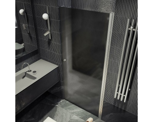 Душевая дверь Maybah Glass MGD-801-5 600x1980 на монопетле Хром матовый стекло графитовое матовое