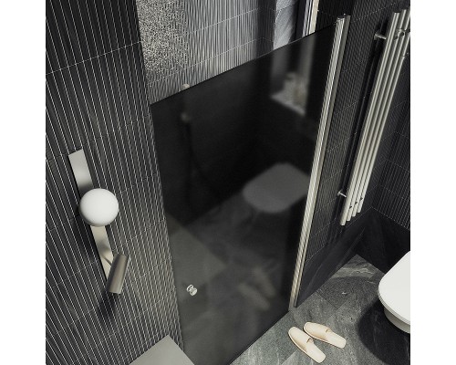 Душевая дверь Maybah Glass MGD-801-5 600x1980 на монопетле Хром матовый стекло графитовое матовое